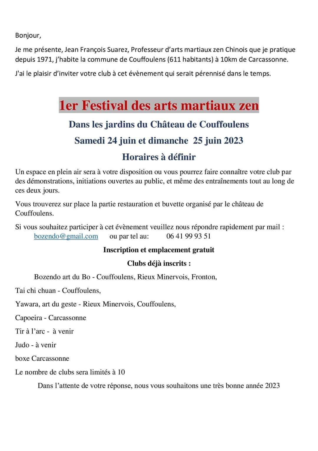 AFFICHE-FESTIVAL-D-ARTS-MARTIAUX-COUFFOULENS 24 ET 25 JUIN 2023