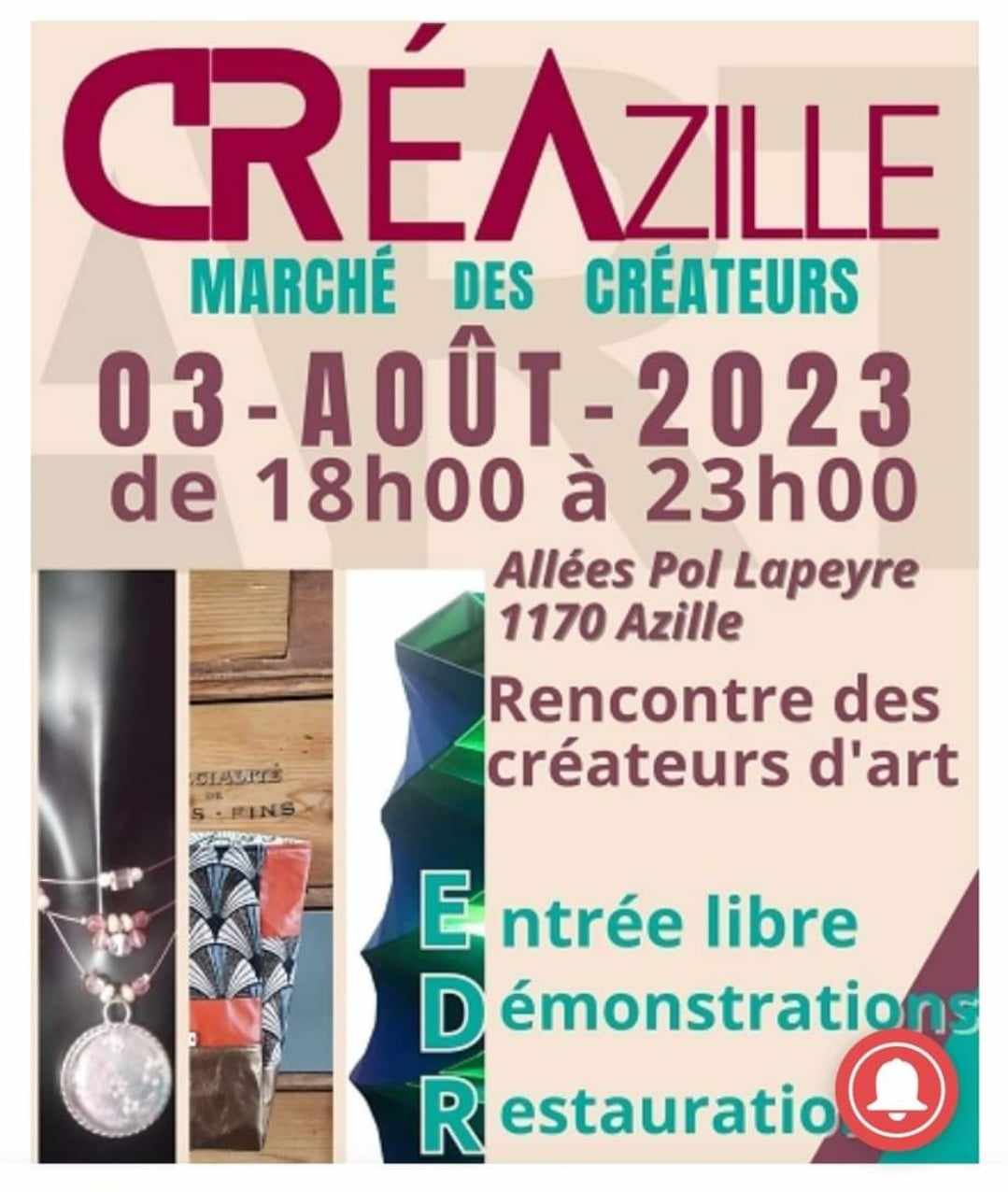 marché nocturne CREAZILLE 2023 l'atelier de carine